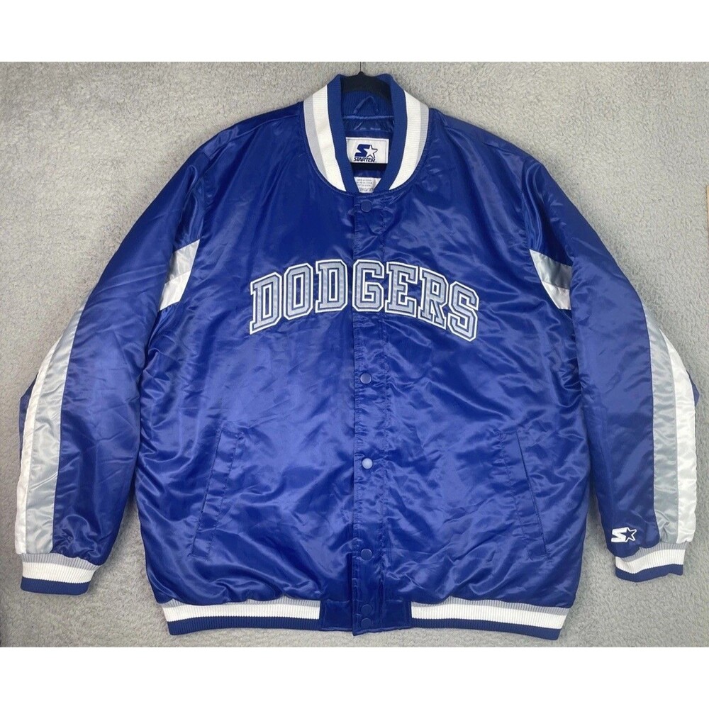 Starter Satin Jacket Los Angeles Dodgers Snap Lined Mens 3XL Blue Sewn MLB EUC